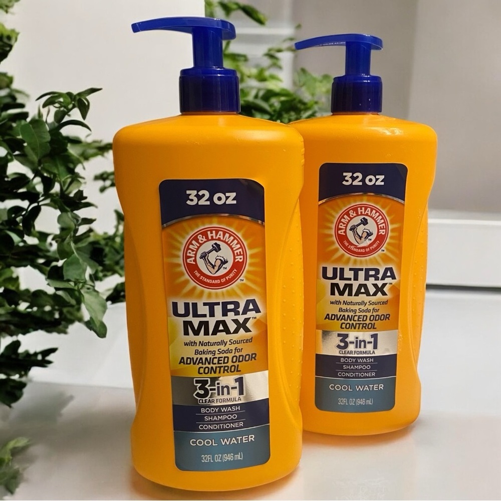 2pk Arm & Hammer 3-in-1 Ultra Max Cool Water Bodywash Shampoo & Conditioner 32oz